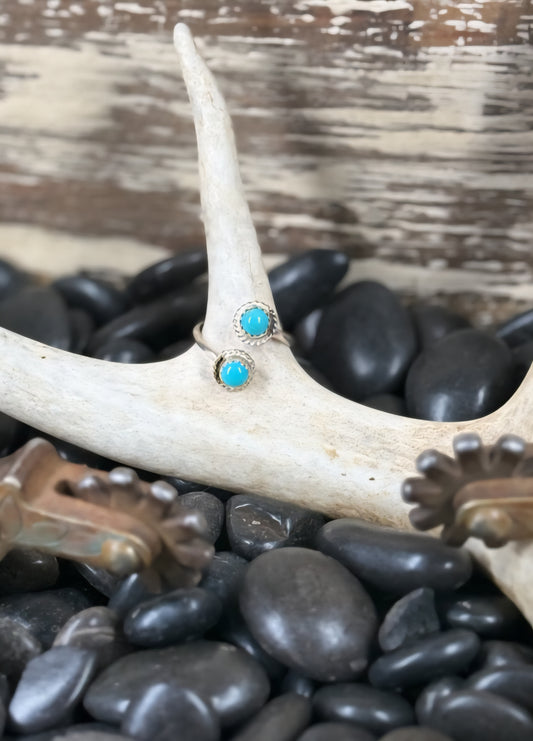 Esther White Navajo Sterling Silver Kingman Turquoise Adjustable Ring