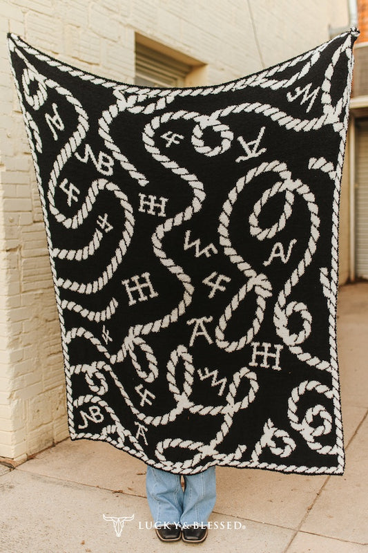 Black Cattle Rope Printed Blanket – 50" x 60"