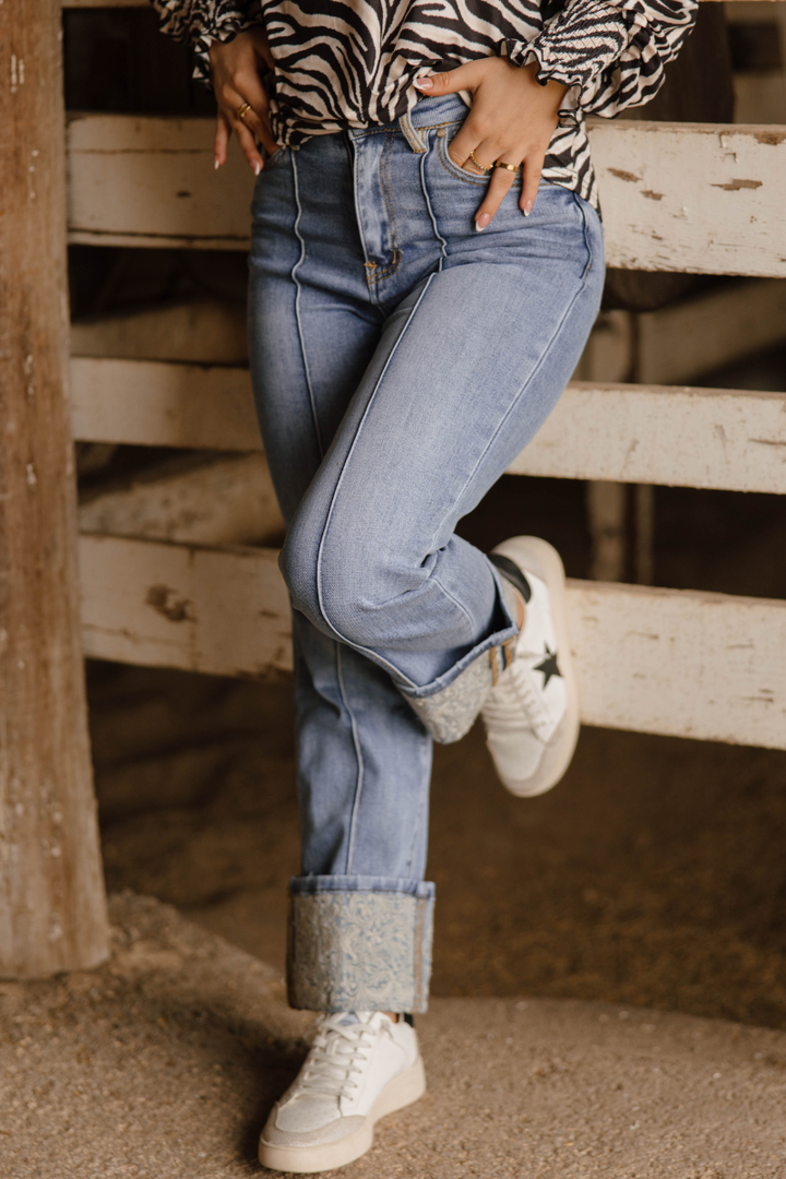 Kreek Embroidered Cuff Jeans