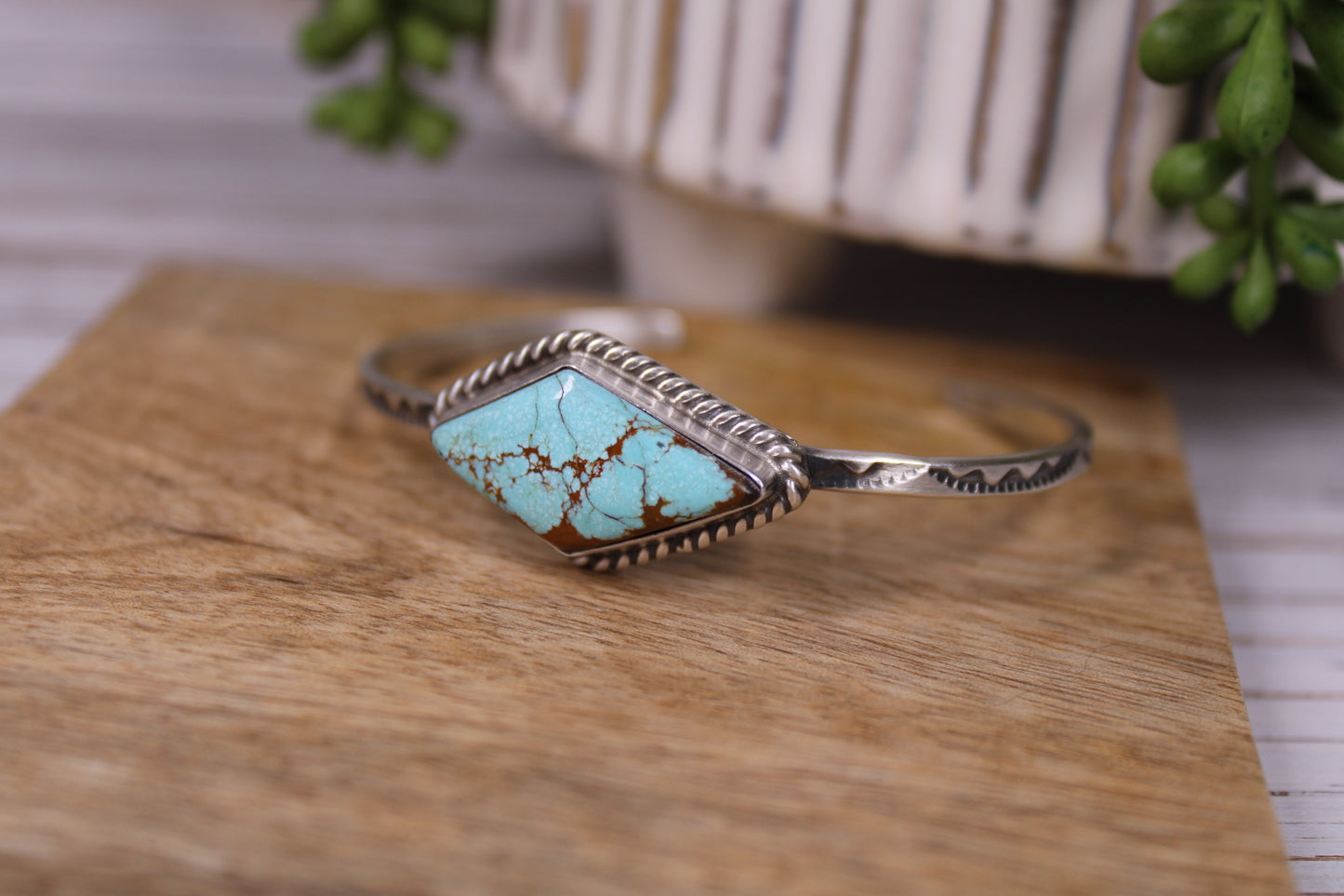 Number 8 Turquoise Cuff Bracelet – Navajo Artist Donovan Skeet
