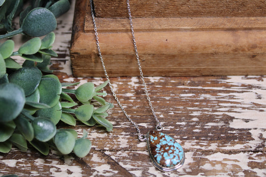 Number 8 Turquoise Sterling Silver Necklace – 18” Chain