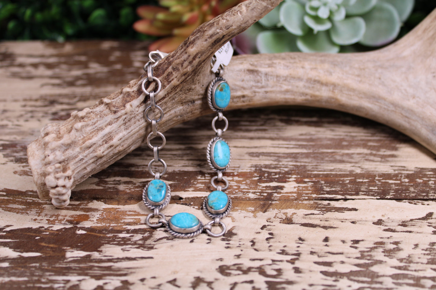 Mojave (Kingman) Turquoise Sterling Silver Bracelet – Size 6 to 7.5