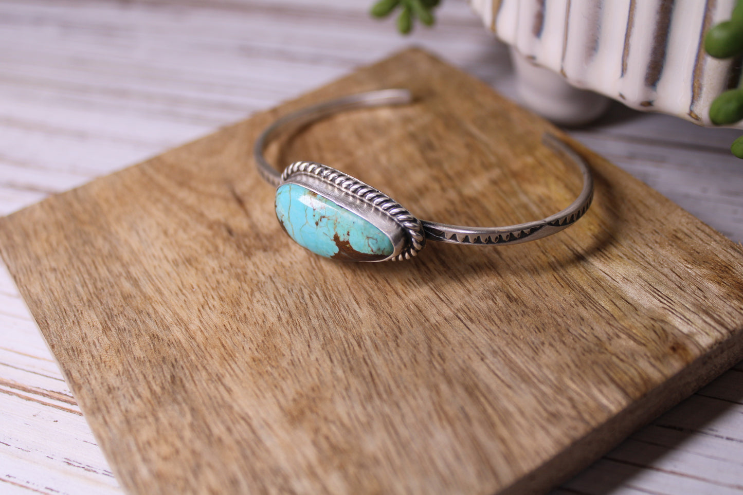 Number 8 Turquoise Cuff Bracelet – Navajo Artist Donovan Skeet
