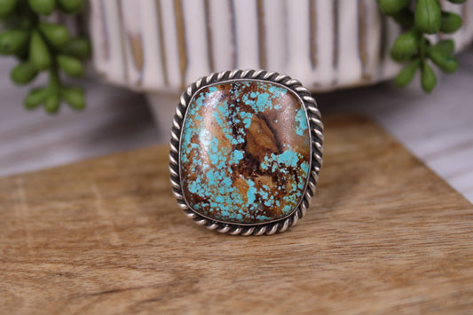 Number 8 Turquoise Adjustable Ring – Navajo Artist Augustine Largo