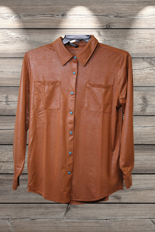 Saddle Leather Lux Button-Up Shirt