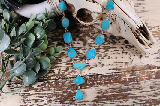 Kingman Turquoise Lariat Necklace – Sterling Silver