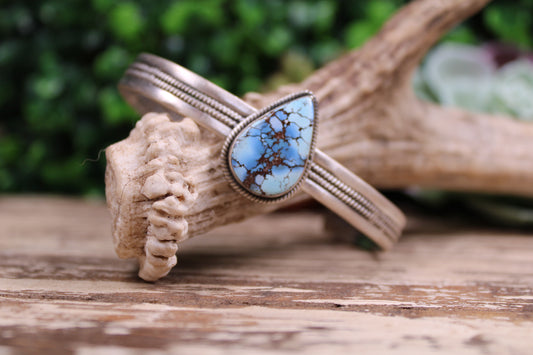 Golden Hills Turquoise Sterling Silver Cuff Bracelet – Size 7 with Flex