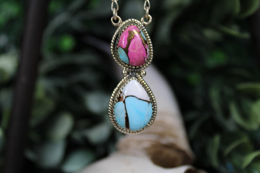 Cotton Candy Turquoise Pendant Necklace – Sterling Silver
