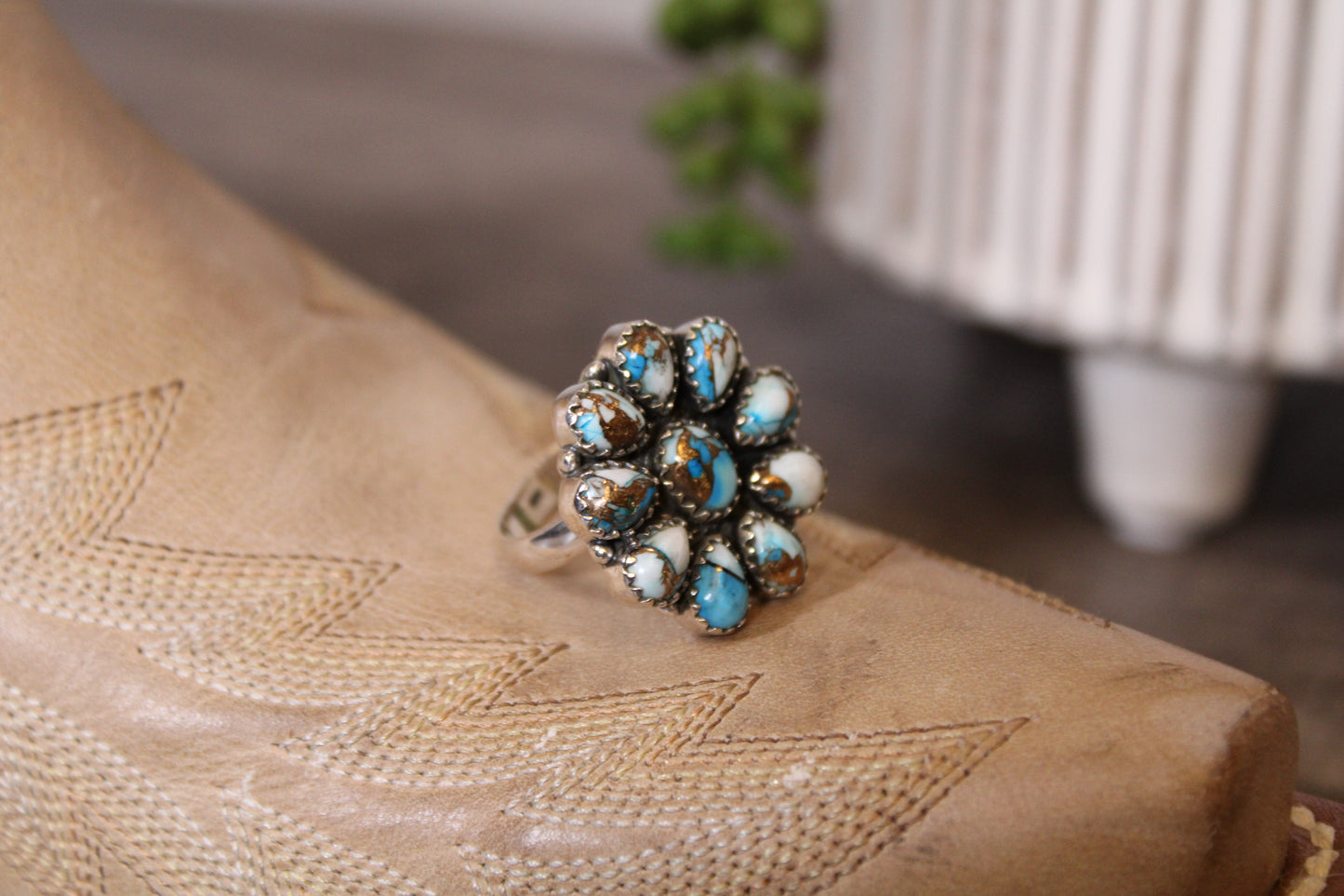 Blue Dahlia Sterling Silver Adjustable Ring – Stamped .925