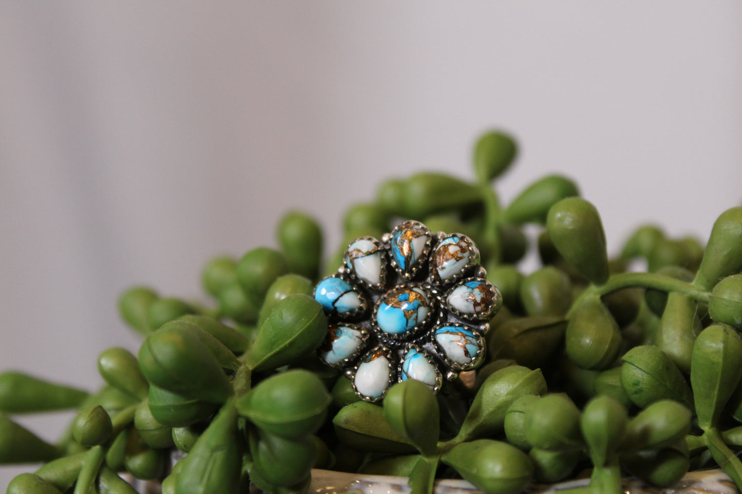 Blue Dahlia Sterling Silver Adjustable Ring – Stamped .925