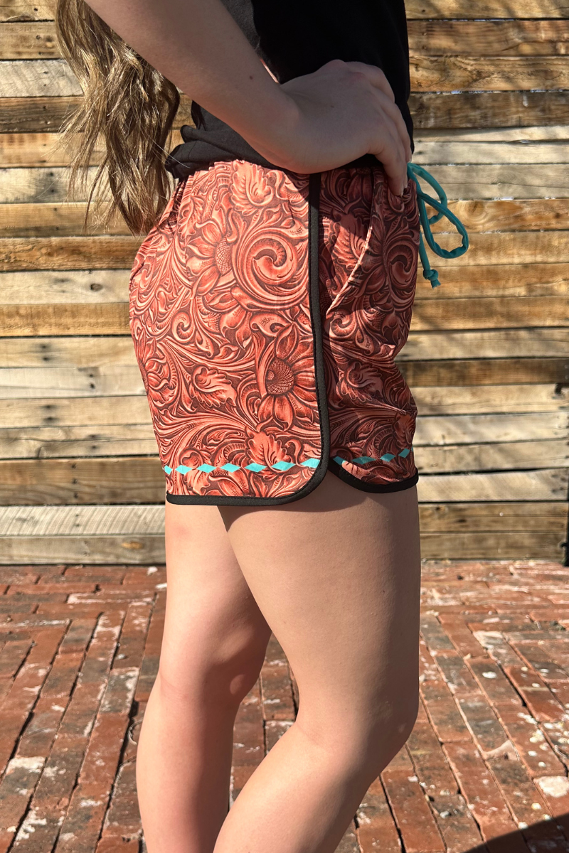 Tooled Turquoise Shorts