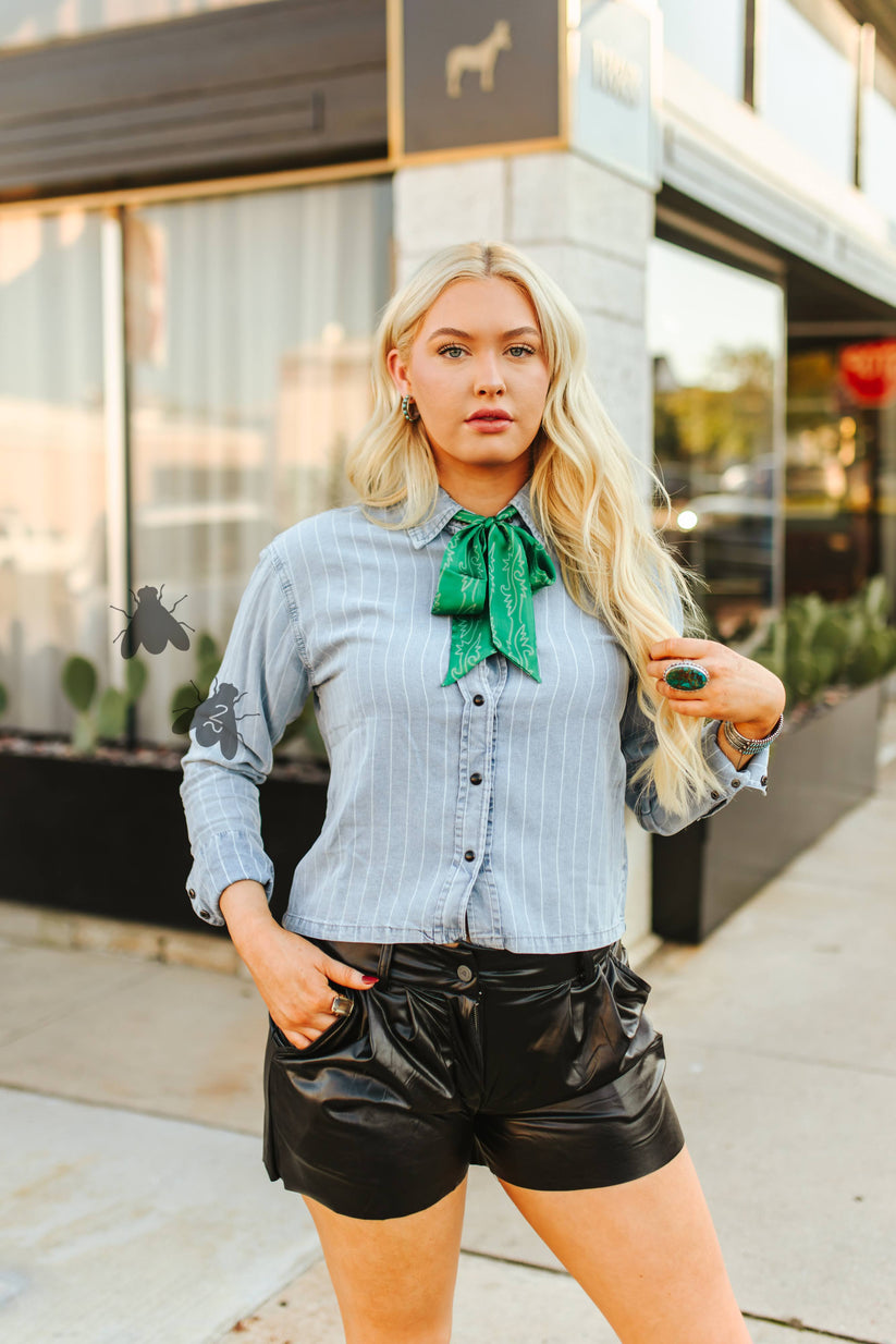 Denim Top Notch Button Up