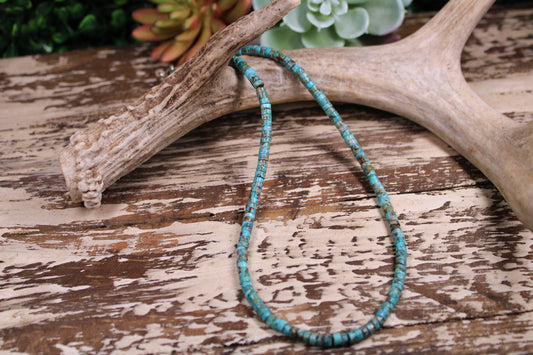 Corraine Smith Navajo Hand-Strung 4mm Kingman Turquoise & Pearl Sterling Silver Necklace – 18"
