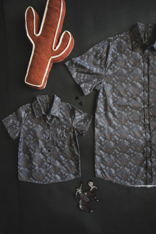 Men's Cowboy Slang Button-Up Shirt