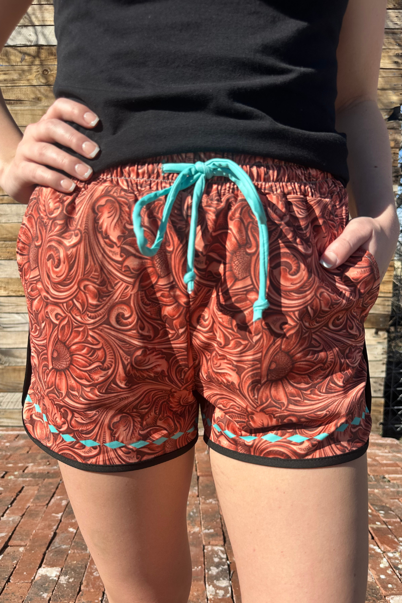 Tooled Turquoise Shorts